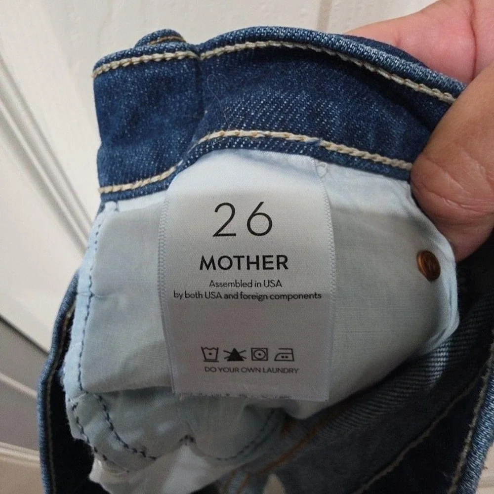 Mother Jeans Womens 26 Blue Wash The Pinch Sneak Straight Denim Bad Reputation